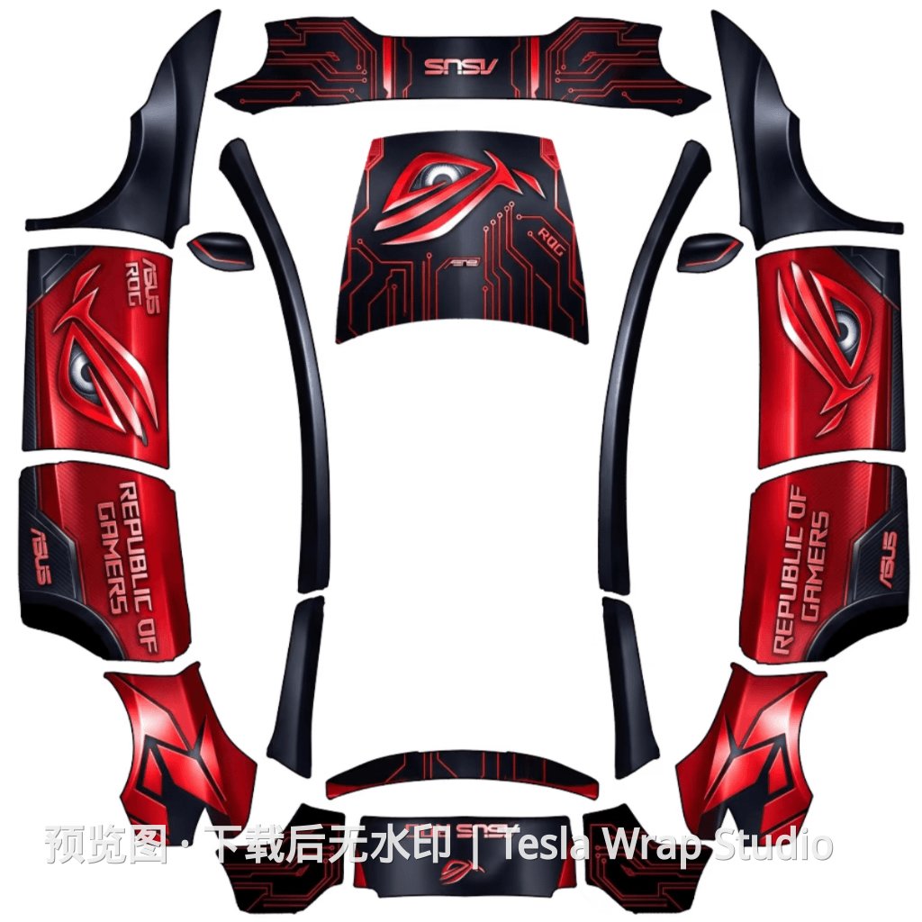 华硕ROG 无畏之眼特斯拉涂装 - Model Y L 特斯拉喷漆车间模板