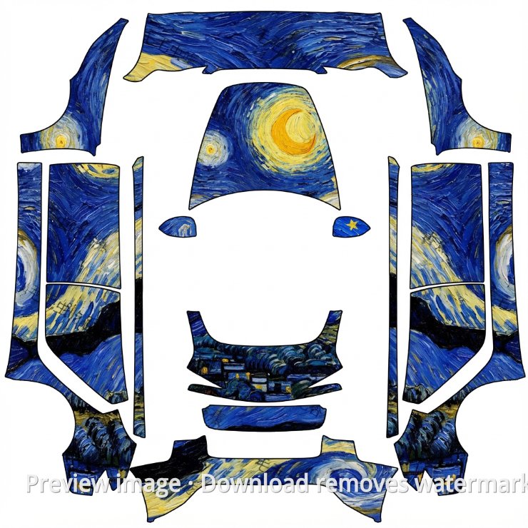 Van Gogh Starry Sky Theme 1 - Model 3 (2024+) Performance