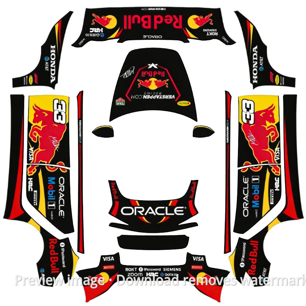 Model 3 (2024+) Standard & Premium Red Bull Verstappen Max 33 Theme Wrap Template