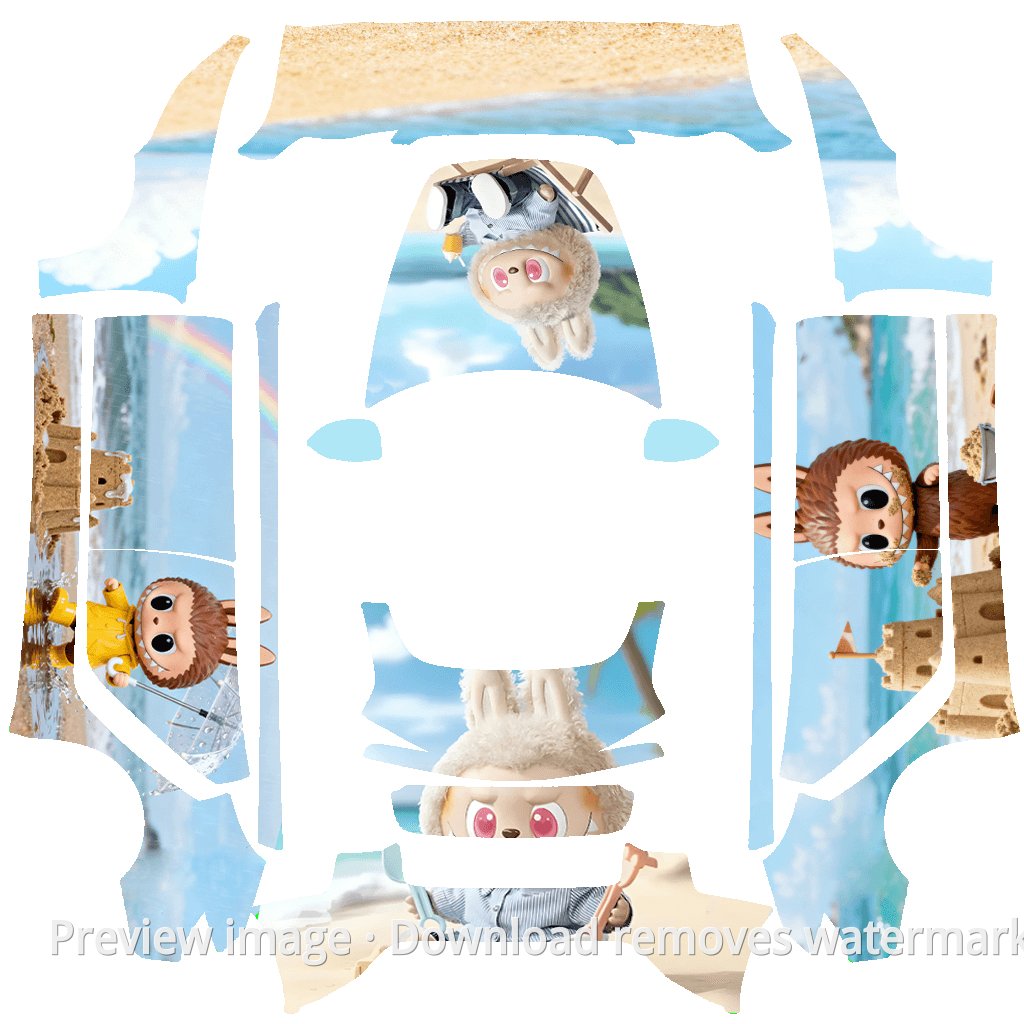 Model 3 (2024+) Standard & Premium Labubu Beach Theme Wrap Template