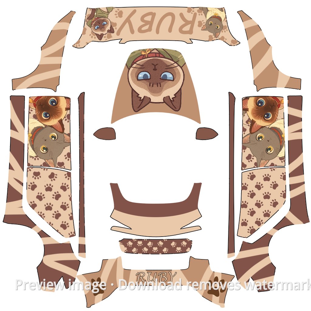Model 3 (2024+) Standard & Premium Siamese and Blue Cat Livery Wrap Template