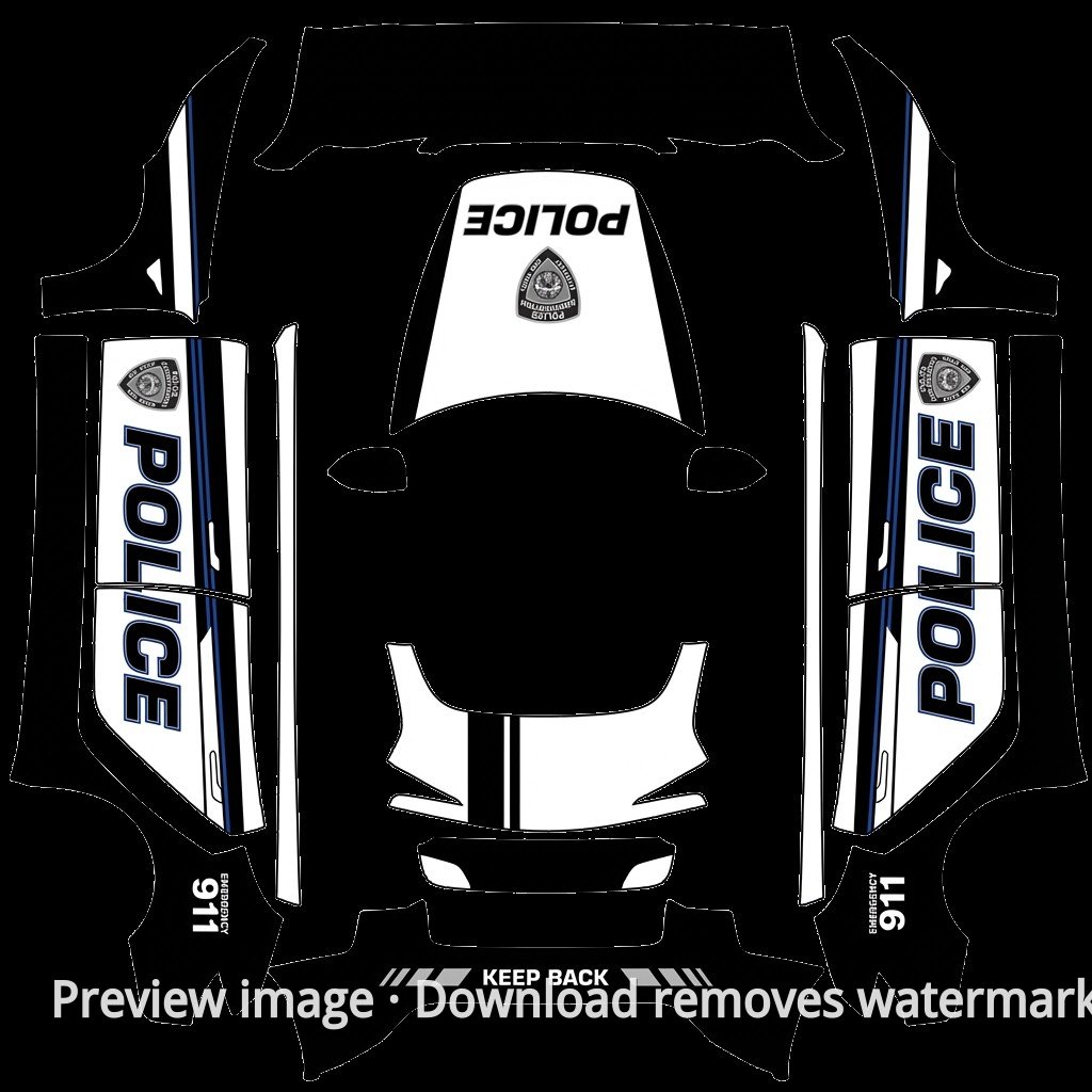 Model 3 (2024+) Standard & Premium Speeding Police Car Theme Wrap Template