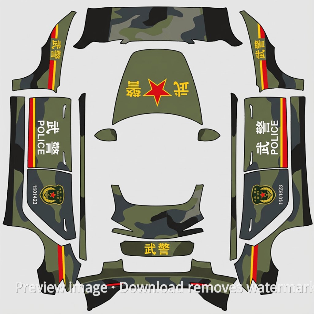 Model 3 (2024+) Standard & Premium Armed Police Theme Wrap Template