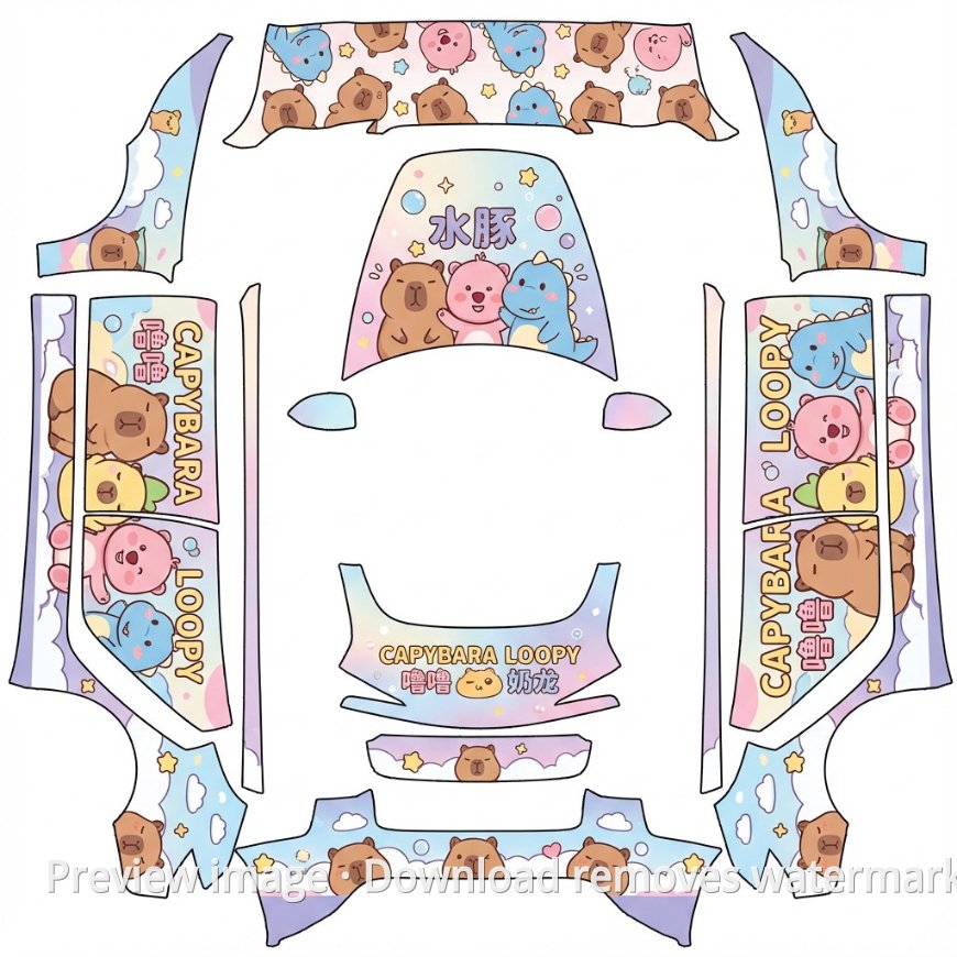 Model 3 (2024+) Standard & Premium Capybara Lulu Theme Wrap Template