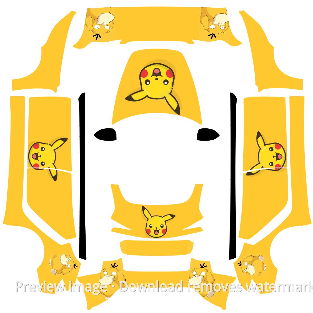 Model 3 (2024+) Standard & Premium Pokemon Pikachu Theme Wrap Template
