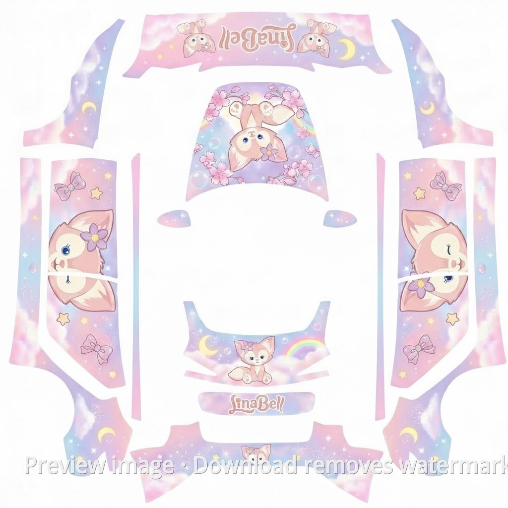 Model 3 (2024+) Standard & Premium Disney LinaBell Theme Wrap Template