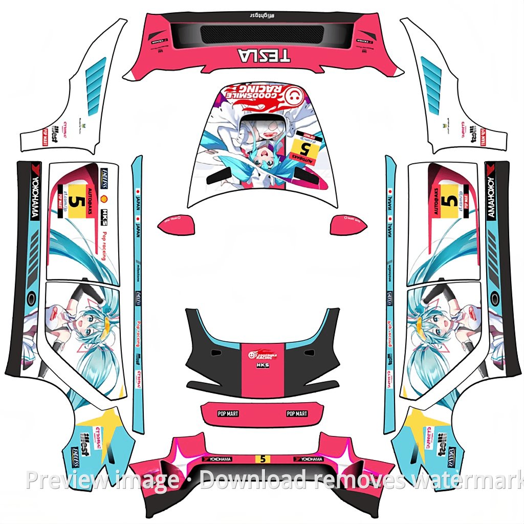 AMG GT3 Hatsune Miku Theme - Model 3 (2024+) Standard & Premium