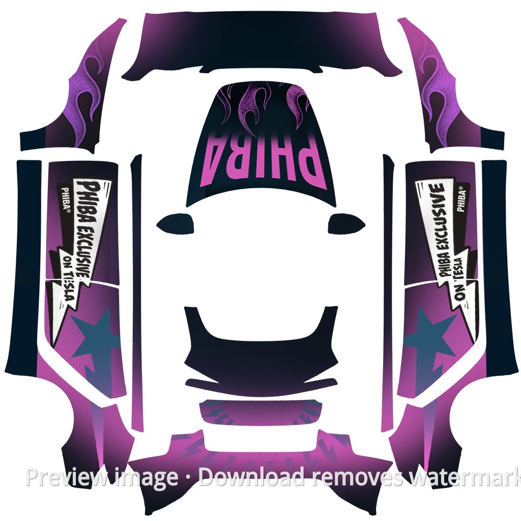 Purple Phantom Flame Theme - Model 3 (2024+) Standard & Premium
