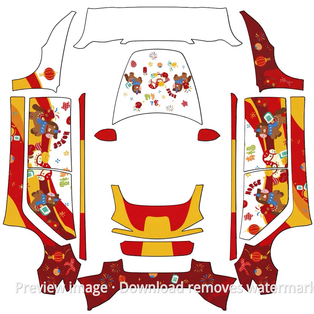 Refreshed Model 3 Good Fortune Right Away Theme - Model 3 (2024+) Standard & Premium