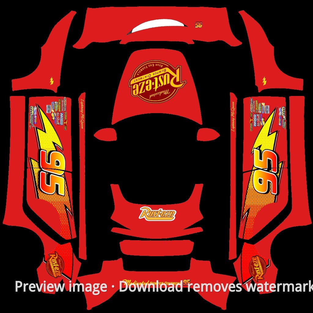 Model 3 (2024+) Standard & Premium Lightning McQueen Theme Wrap Template