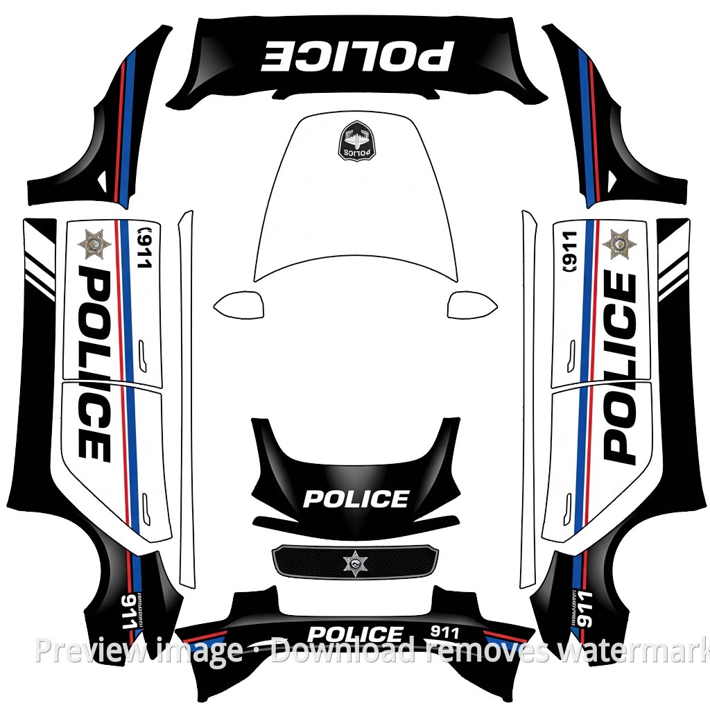 Overseas Police Car Theme - Model 3 (2024+) Standard & Premium