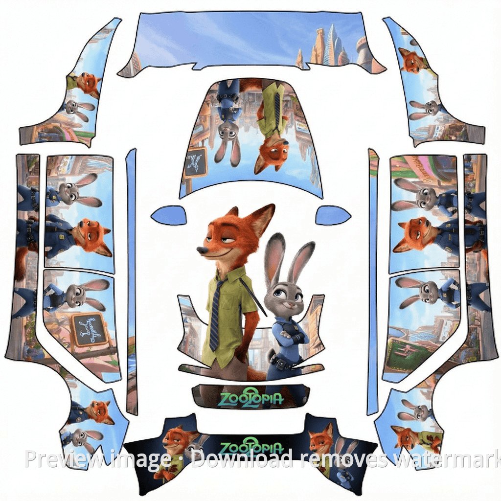 Model 3 (2024+) Standard & Premium Zootopia Theme Wrap Template