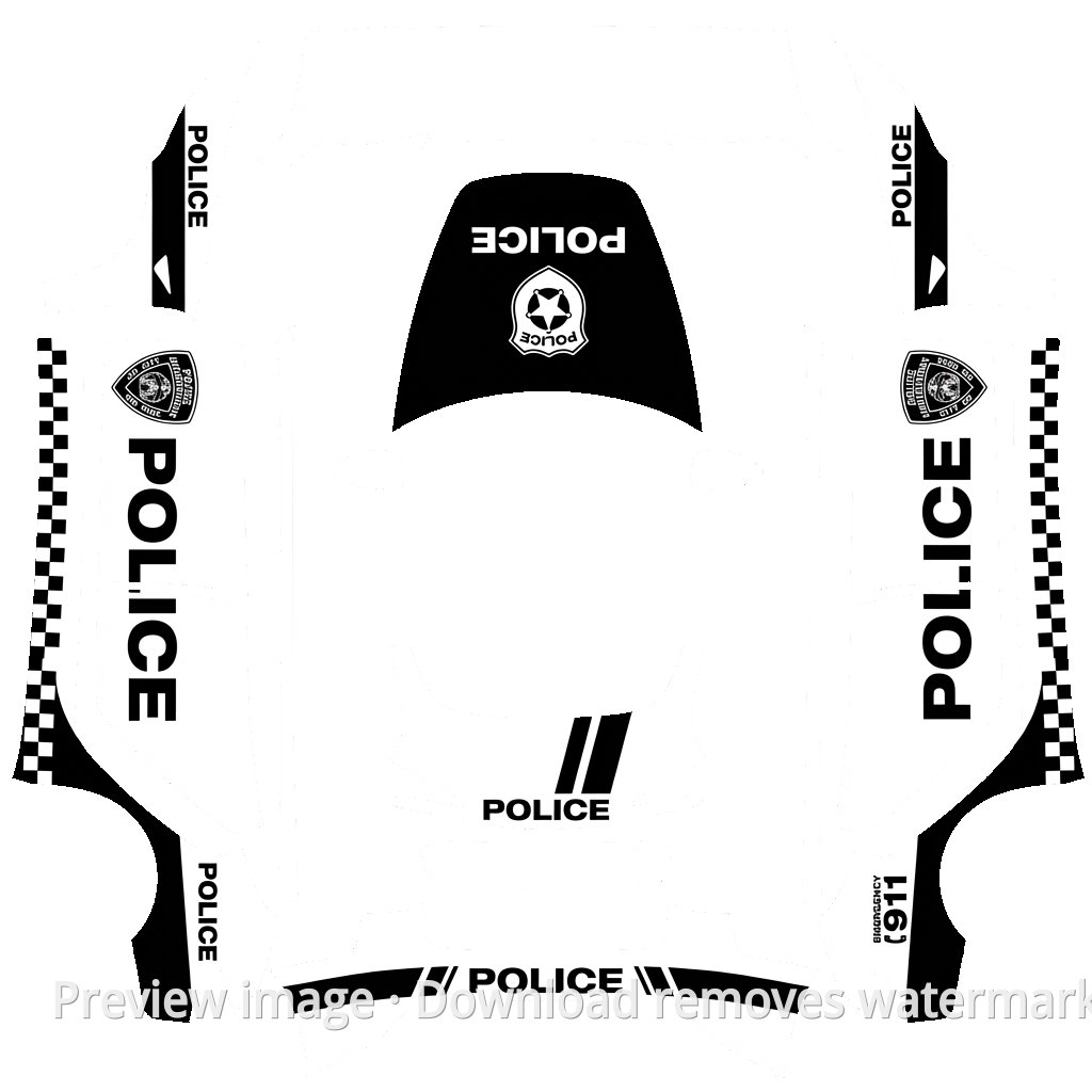 Model 3 (2024+) Standard & Premium Cool Police Car Livery Wrap Template