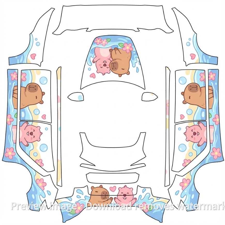 Model 3 (2024+) Standard & Premium Capybara Lulu Theme Wrap Template