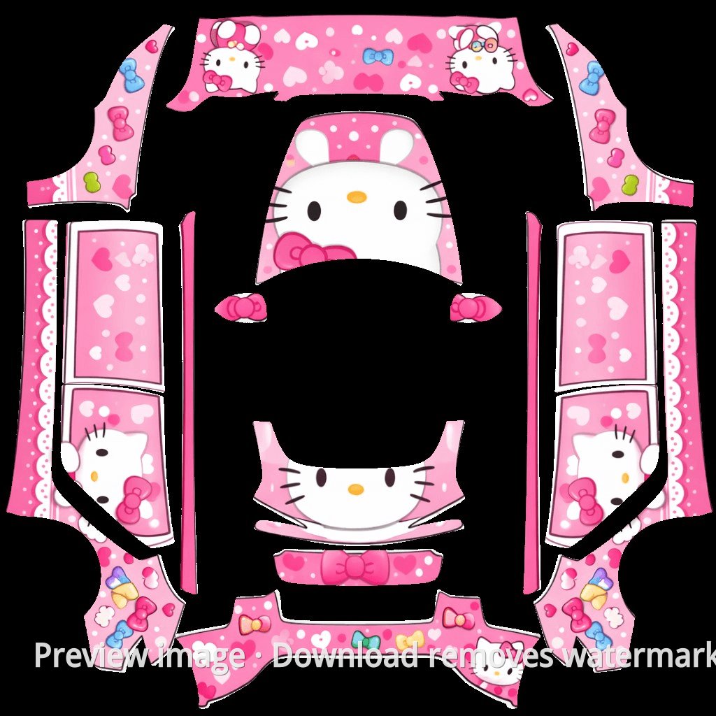 Model 3 (2024+) Standard & Premium Hello Kitty Theme Wrap Template