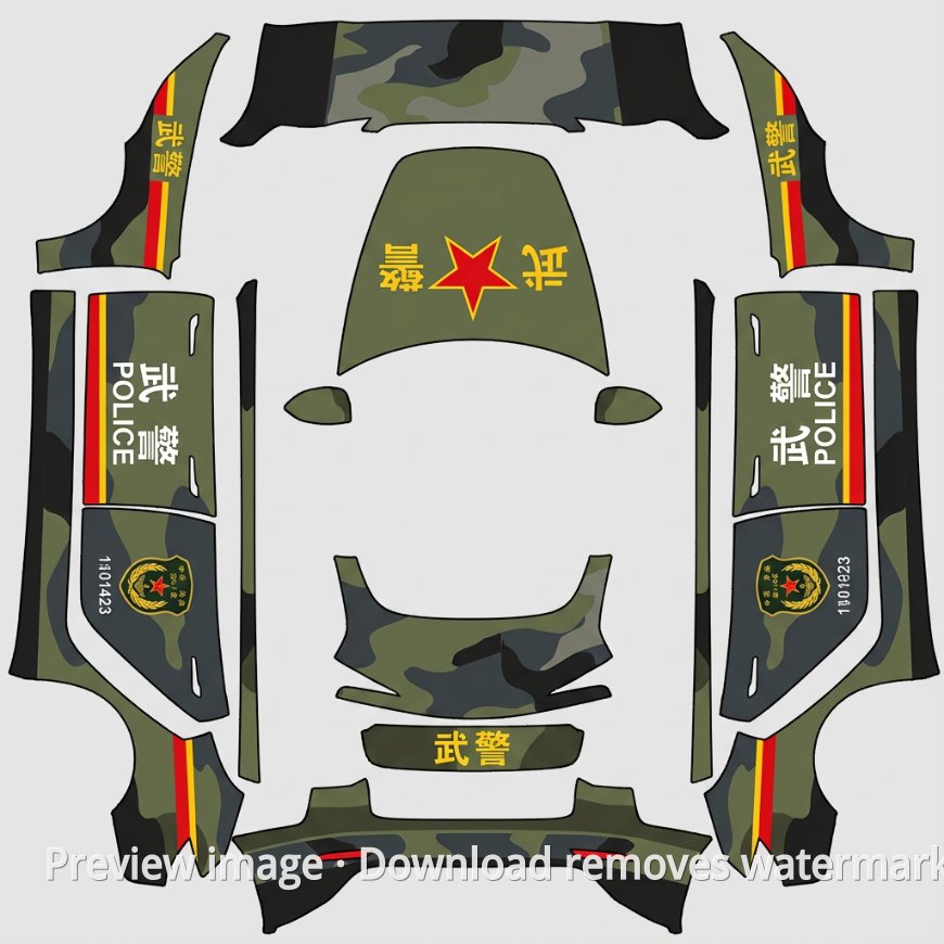 Model 3 (2024+) Standard & Premium Military Vehicle Livery Wrap Template