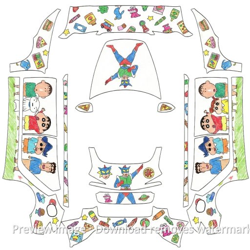 Model 3 (2024+) Standard & Premium Crayon Shin-chan Illustration Wrap Template