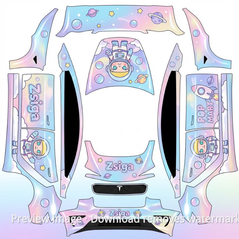 Model 3 (2024+) Standard & Premium POP MART Theme Wrap Template