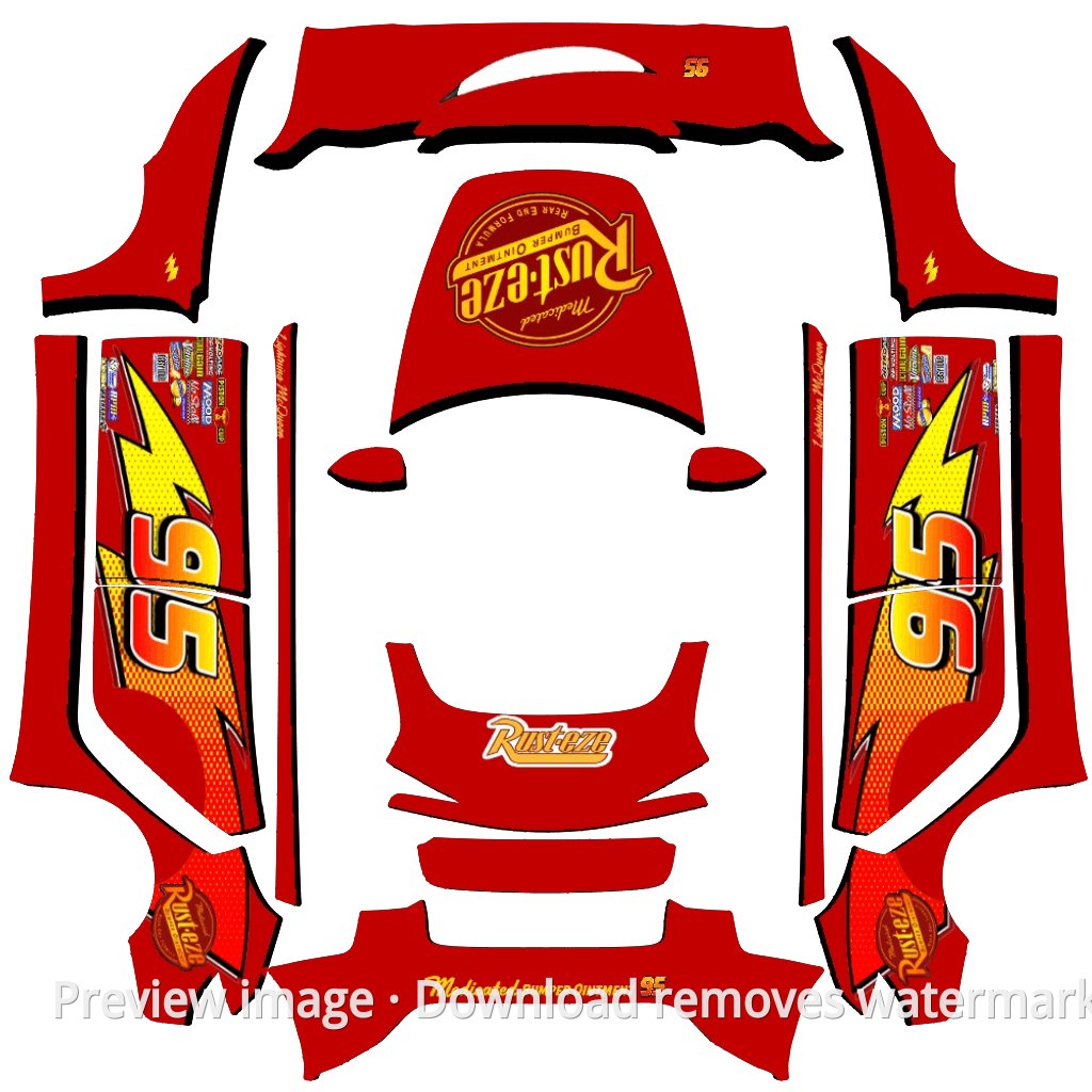 No. 95 McQueen Theme - Model 3 (2024+) Standard & Premium - Model 3 (2024+) Standard & Premium Tesla Paint Shop template