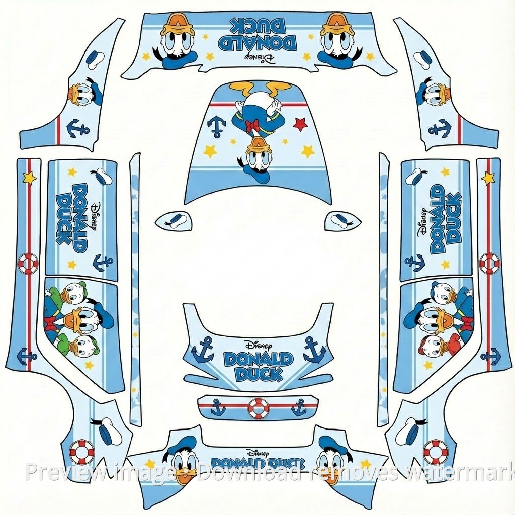 Model 3 (2024+) Standard & Premium Donald Duck Theme Wrap Template