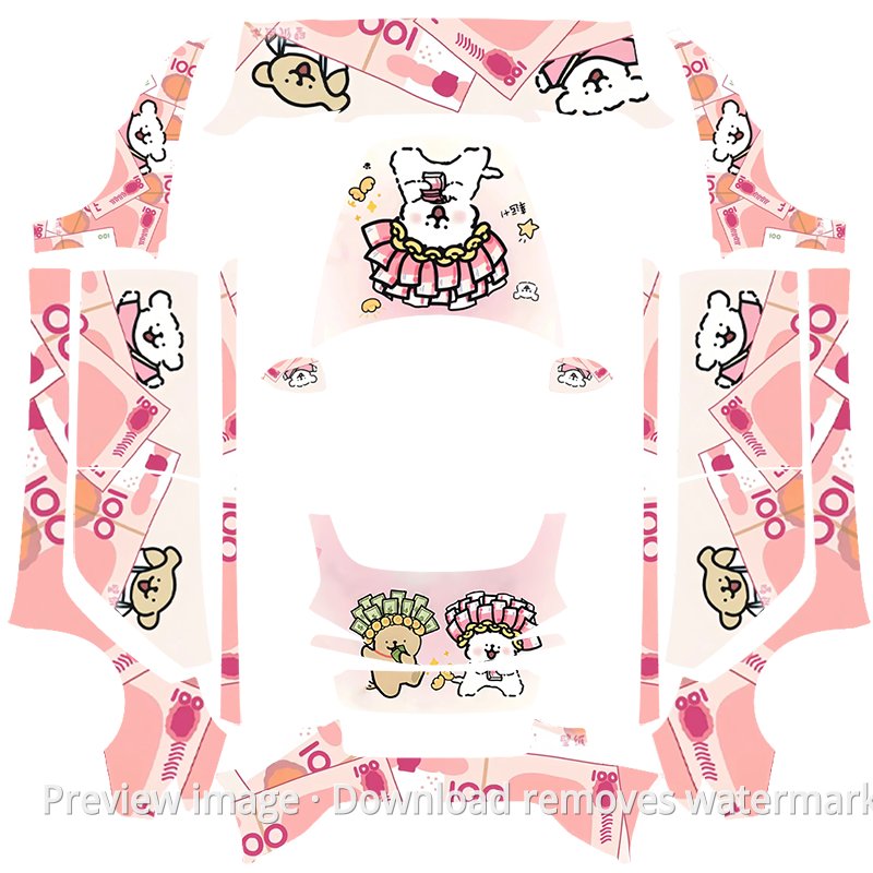 Line Puppy Fortune Puppy Pink Theme - Model 3 (2024+) Standard & Premium