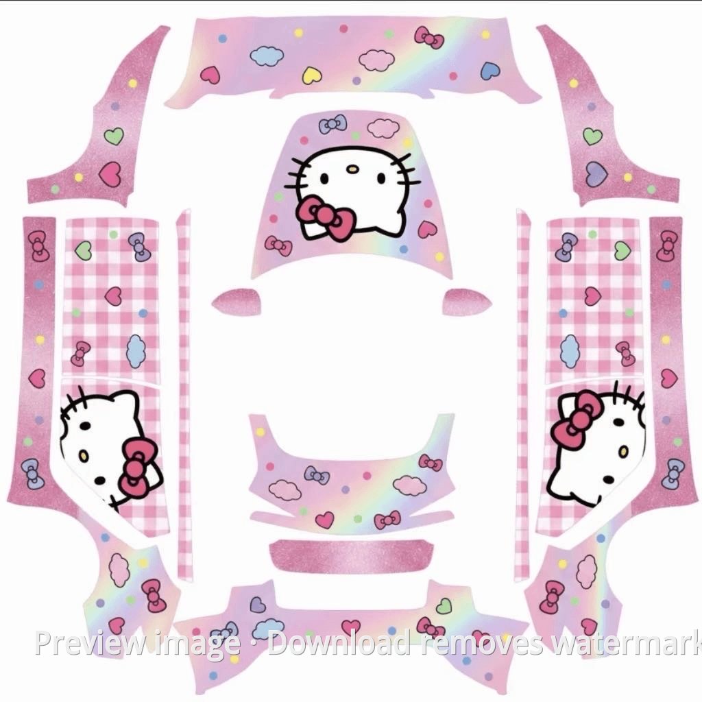 Model 3 (2024+) Standard & Premium Hello Kitty Theme Wrap Template