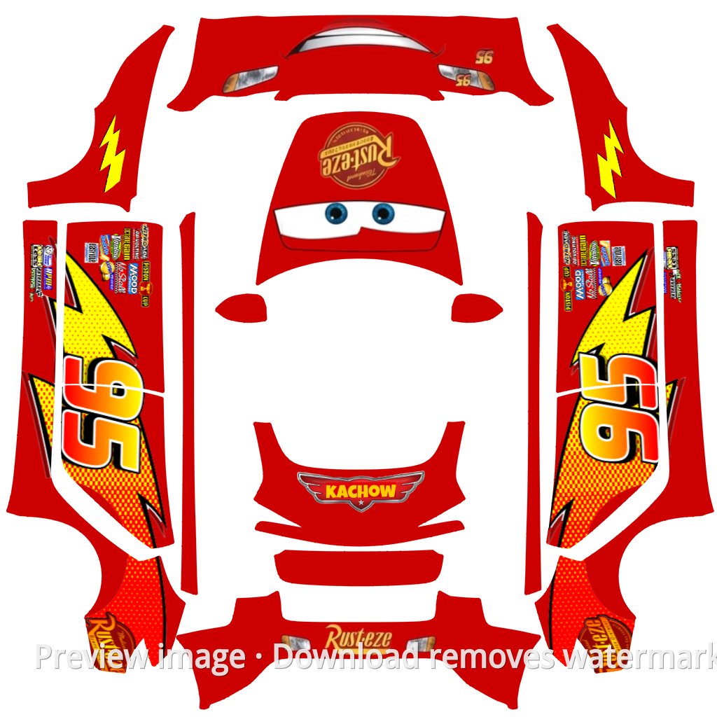 Model 3 (2024+) Standard & Premium McQueen Theme Wrap Template