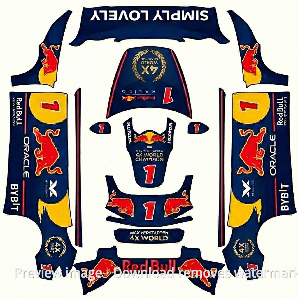 Model 3 (2024+) Standard & Premium Verstappen Four-Time Champion Limited Edition Theme Wrap Template