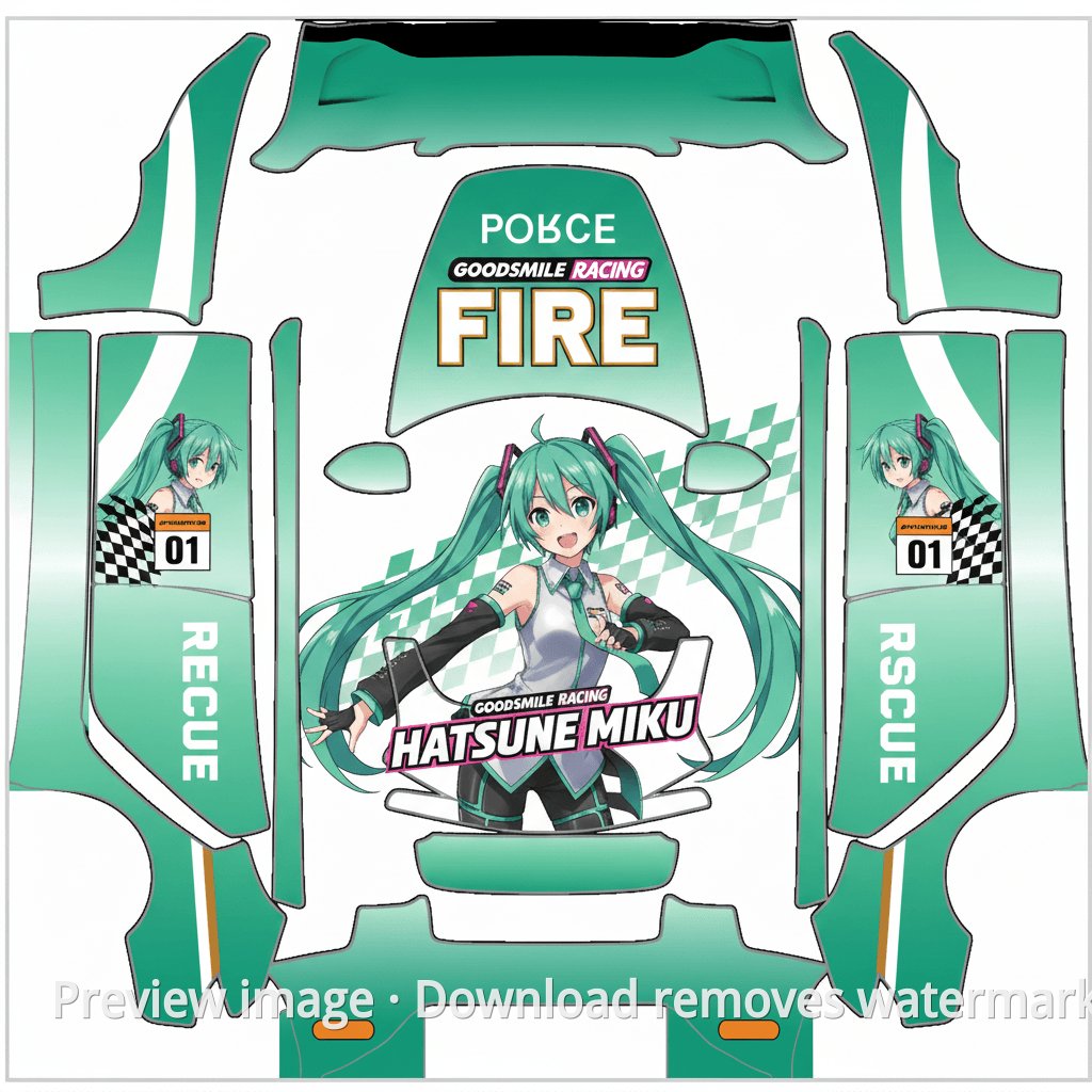 Model 3 (2024+) Standard & Premium Miku Fan Beta Theme Wrap Template