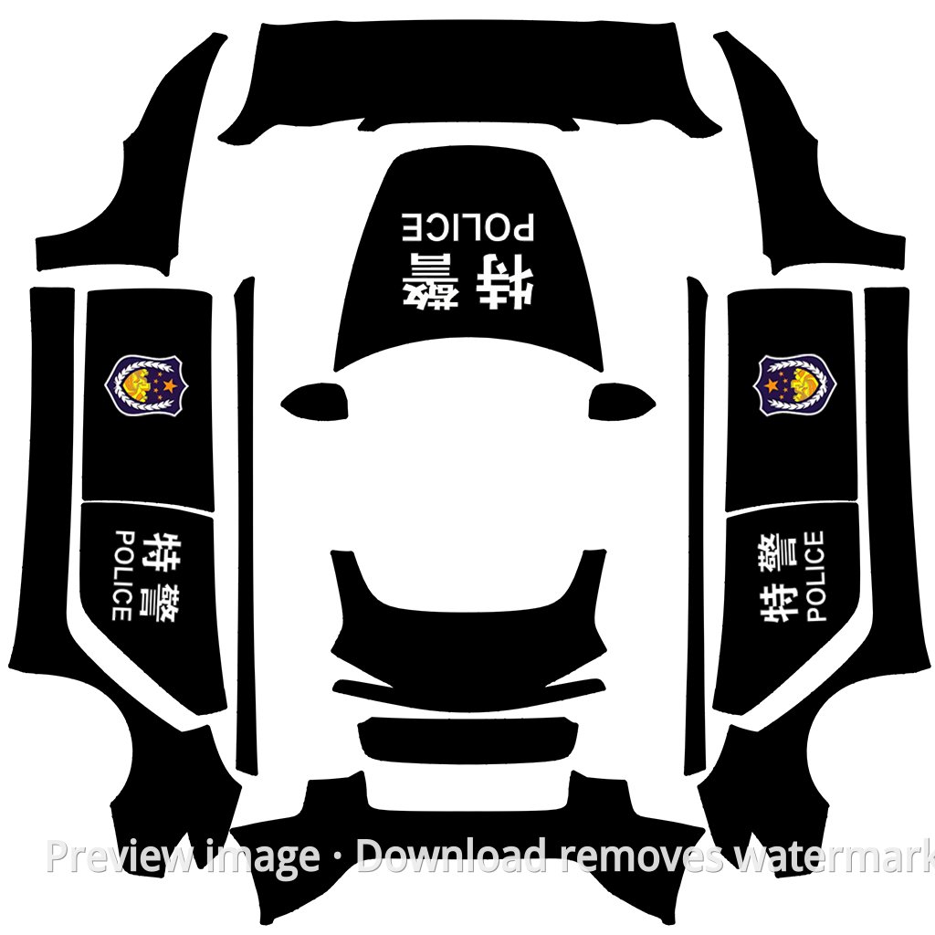 Model 3 (2024+) Standard & Premium SWAT Police Car Theme Wrap Template