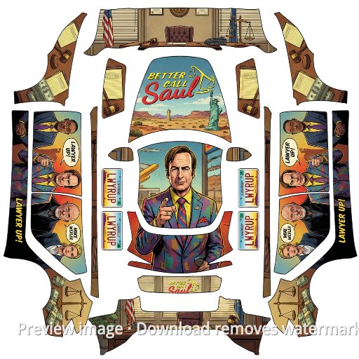 Model 3 (2024+) Standard & Premium Better Call Saul Illustration Wrap Template