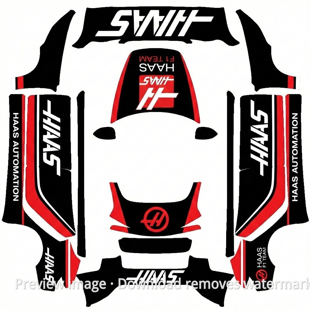 Model 3 (2024+) Standard & Premium Haas F1 Team Theme Wrap Template