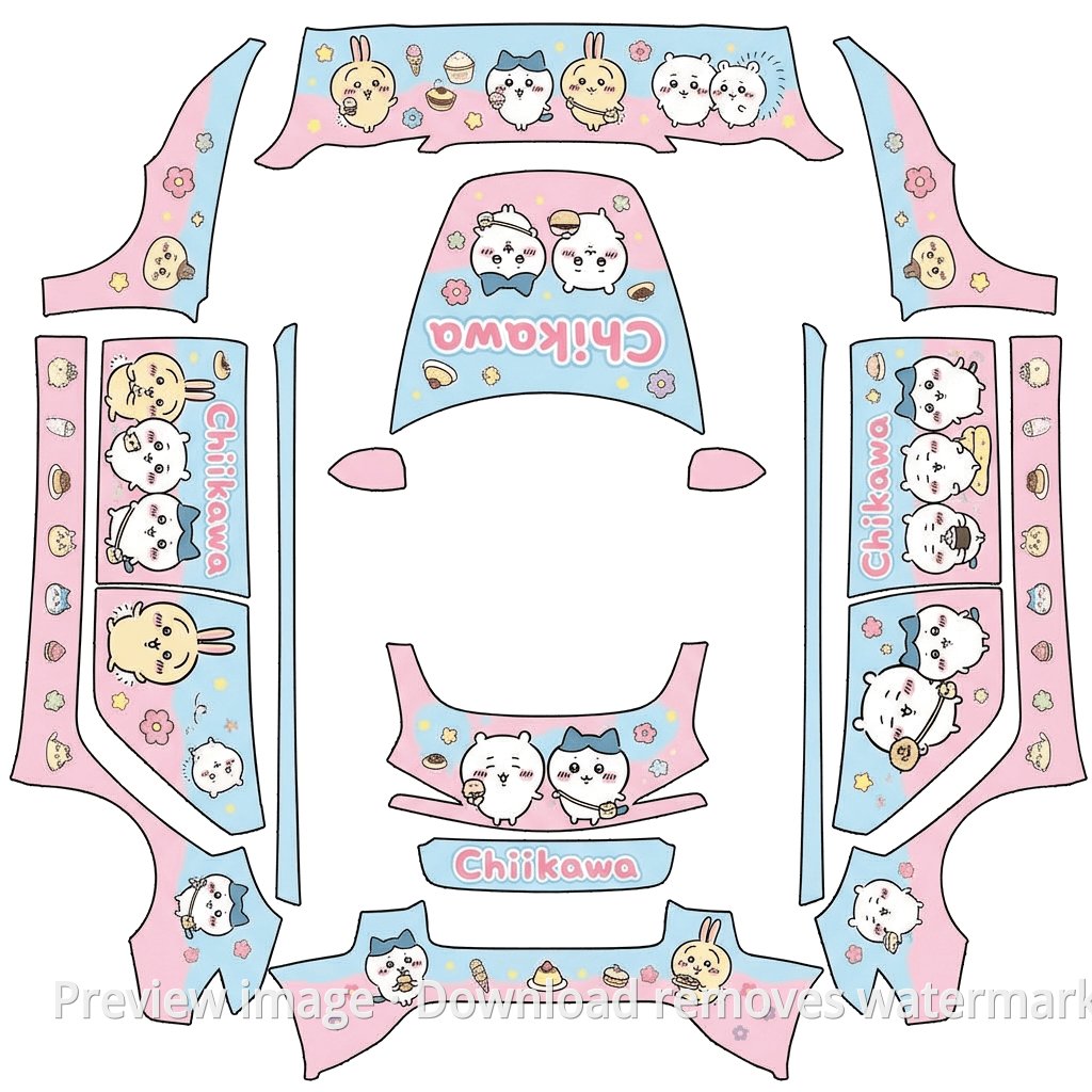 Model 3 (2024+) Standard & Premium Chiikawa Theme Wrap Template