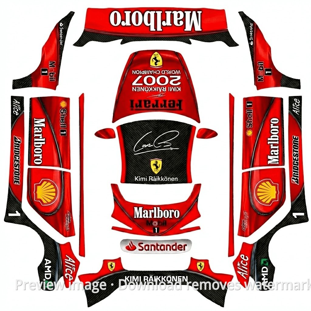 Model 3 (2024+) Standard & Premium Kimi Ferrari 2007 Champion Limited Edition Wrap Template