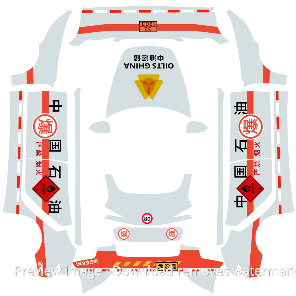 Model 3 (2024+) Standard & Premium Tanker Hazardous Goods Vehicle Theme Wrap Template