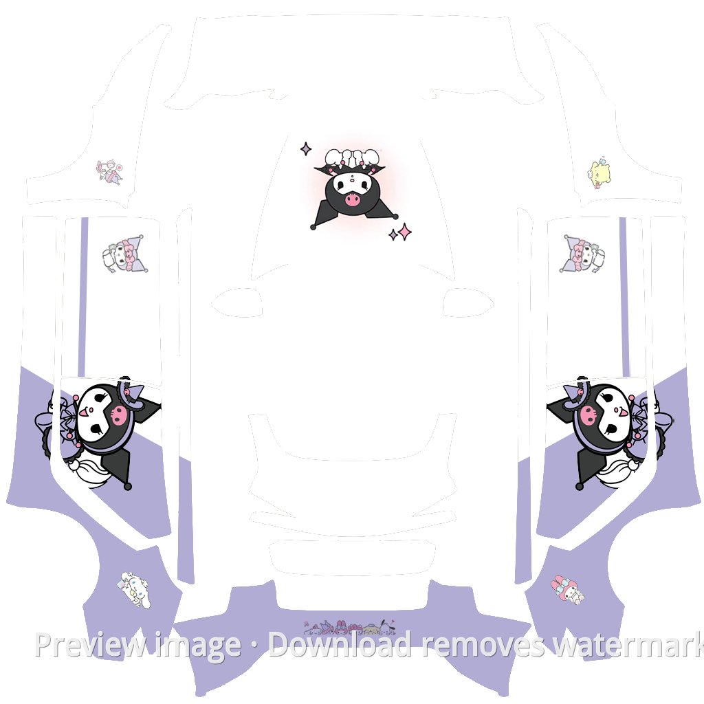 Model 3 (2024+) Standard & Premium Kuromi Theme Wrap Template