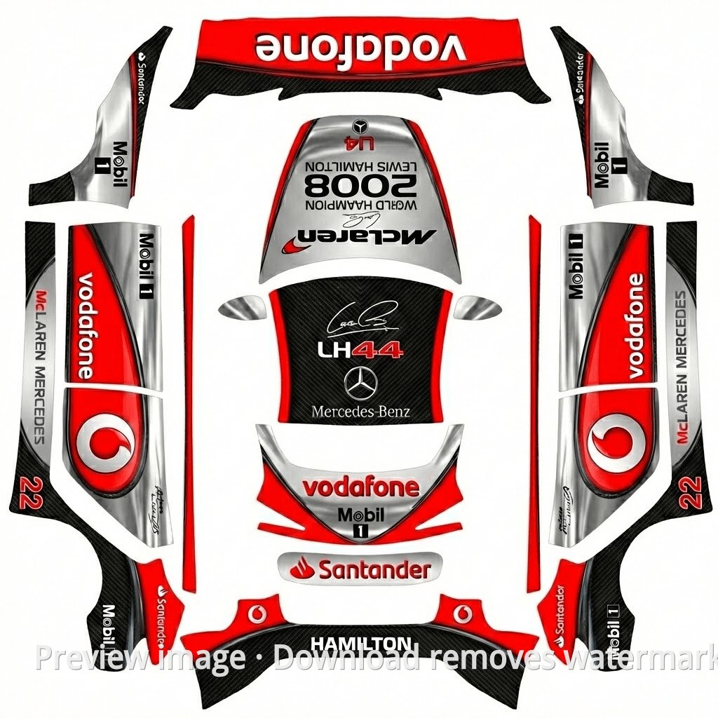 Model 3 (2024+) Standard & Premium Hamilton 2008 McLaren Champion Limited Edition Wrap Template