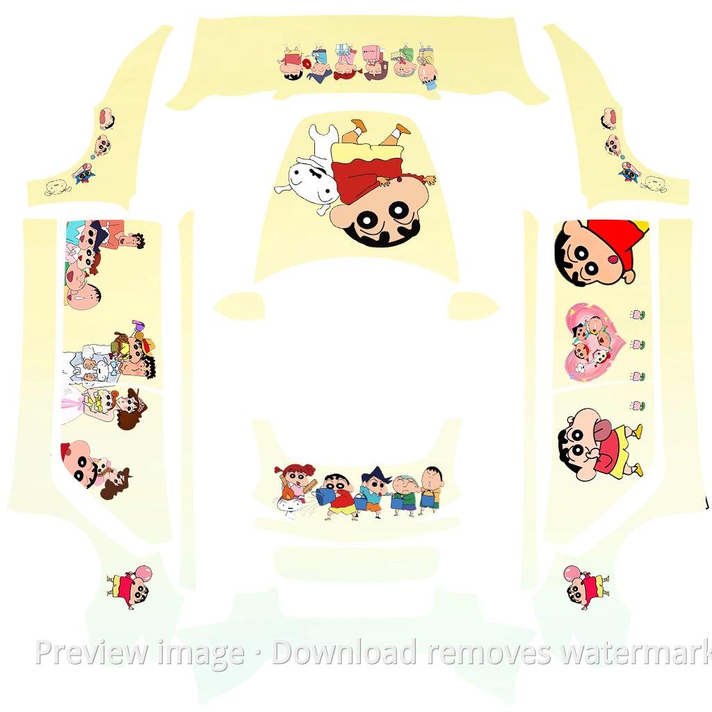 Model 3 (2024+) Standard & Premium Crayon Shin-chan Theme Wrap Template