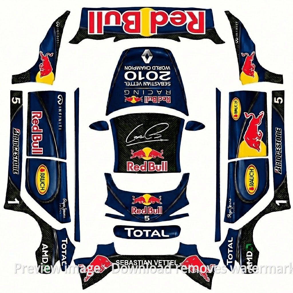 Model 3 (2024+) Standard & Premium Vettel 2010 Champion Limited Theme Wrap Template