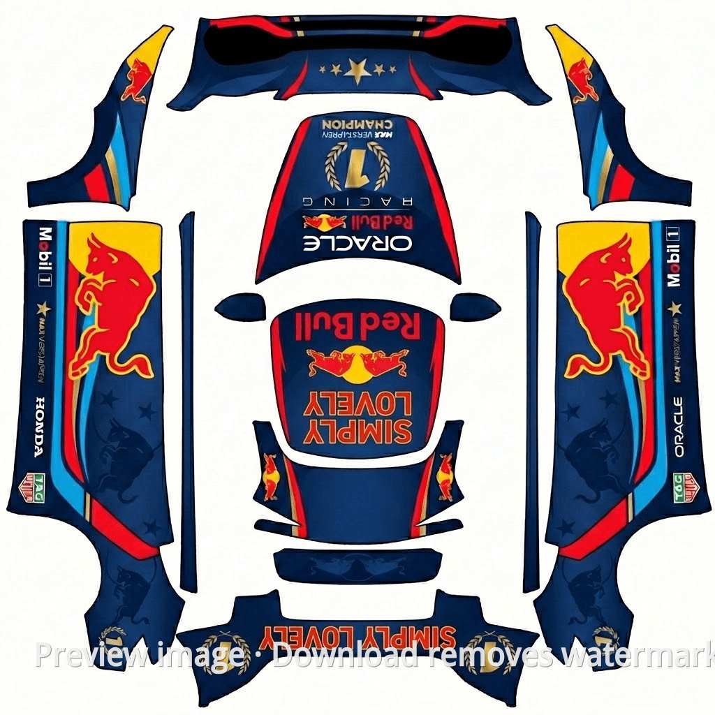 Model 3 (2024+) Standard & Premium RB21 Max Verstappen Champion Edition Theme Wrap Template