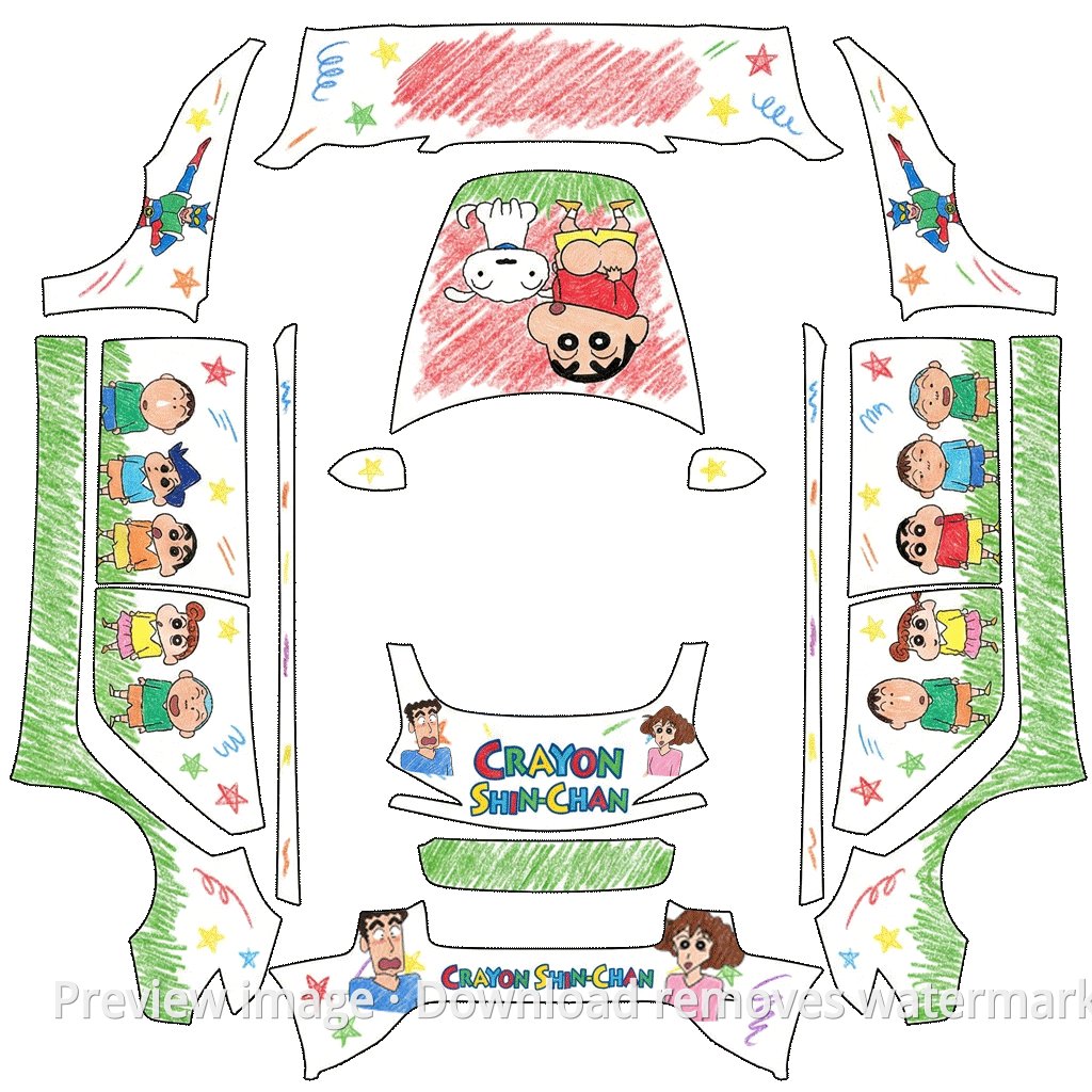 Model 3 (2024+) Standard & Premium Crayon Shin-chan Theme Wrap Template