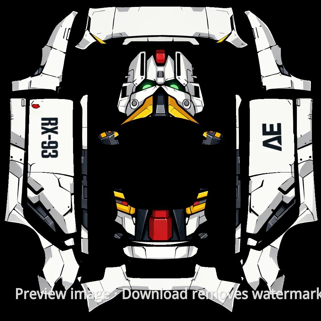 Model 3 (2024+) Standard & Premium Gundam Theme Wrap Template