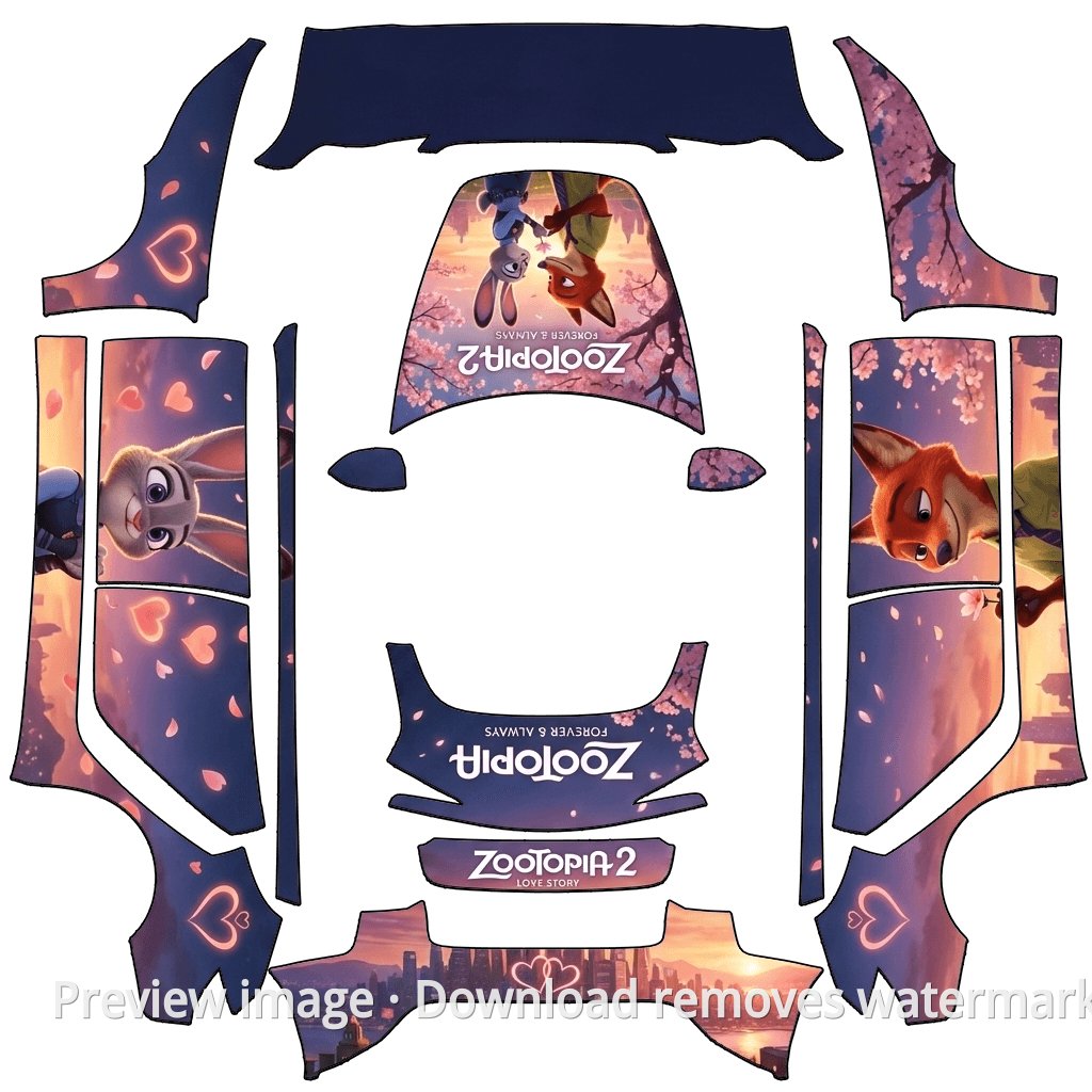 Model 3 (2024+) Standard & Premium Zootopia Theme Wrap Template