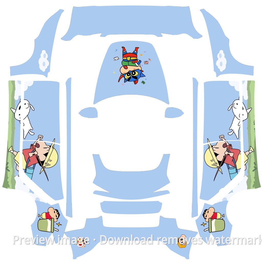 Model 3 (2024+) Standard & Premium Crayon Shin-chan Theme Wrap Template