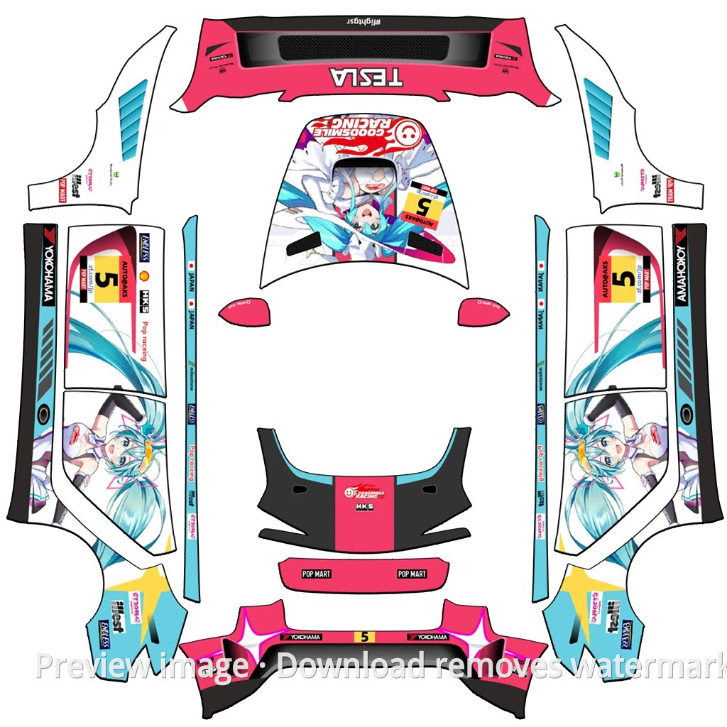 AMG GT3 Hatsune Miku Theme - Model 3 (2024+) Standard & Premium