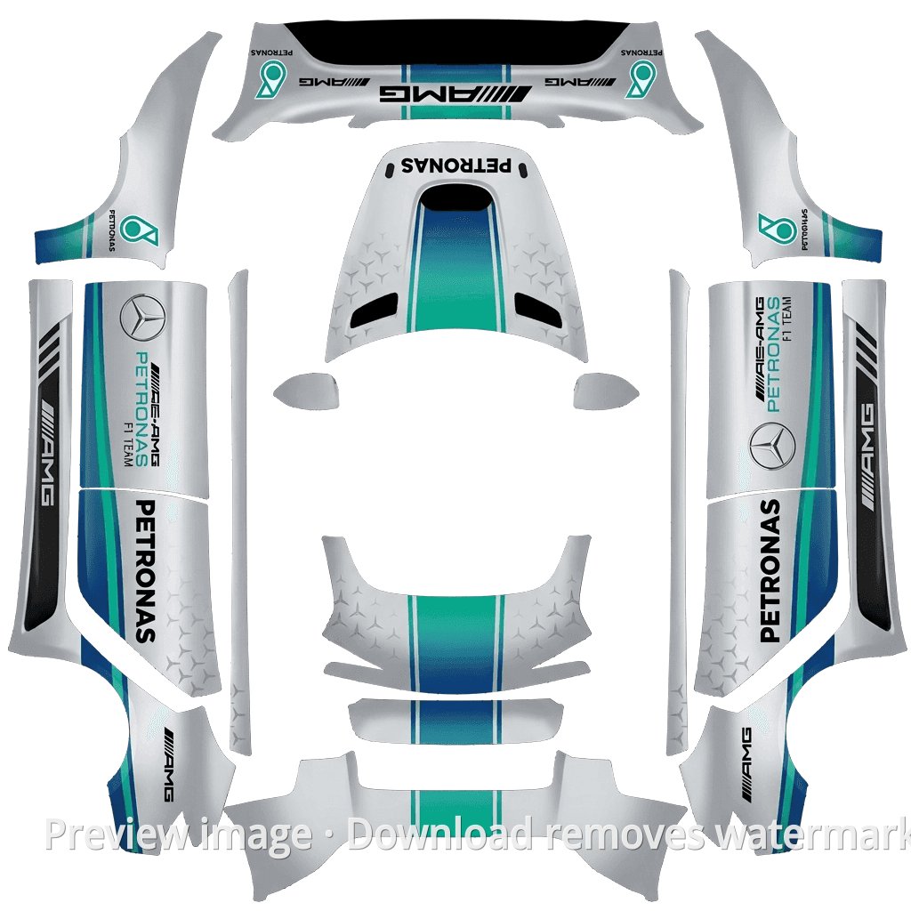 Mercedes Racing Livery - Model 3 (2024+) Standard & Premium