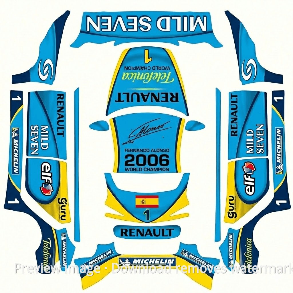 Model 3 (2024+) Standard & Premium Renault Alonso 2006 Champion Limited Edition Wrap Template