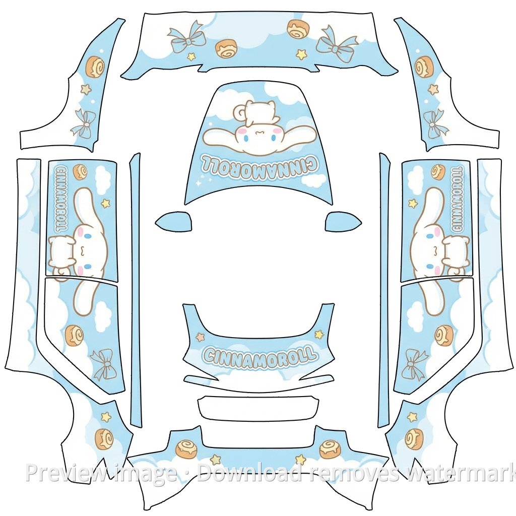 Model 3 (2024+) Standard & Premium Cinnamoroll Sanrio Theme Wrap Template