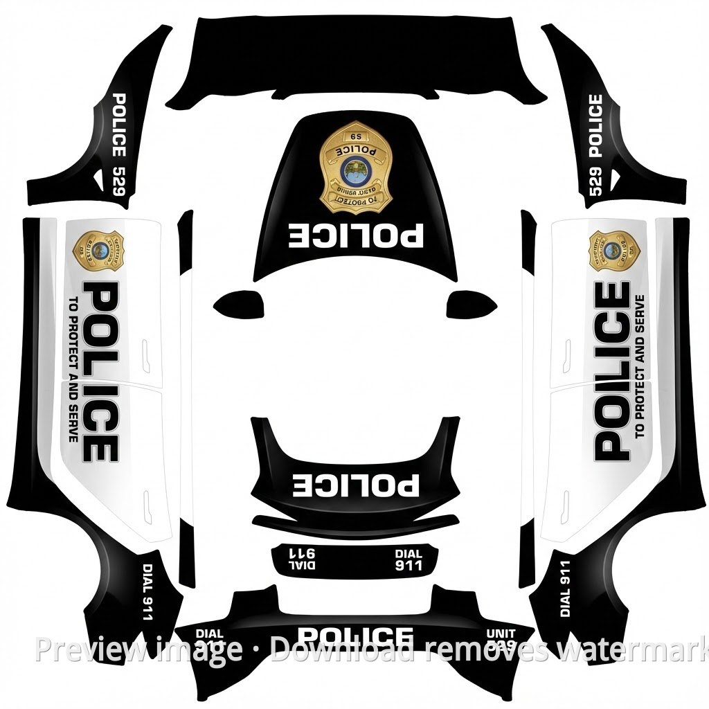 U.S. Police Car Theme - Model 3 (2024+) Standard & Premium