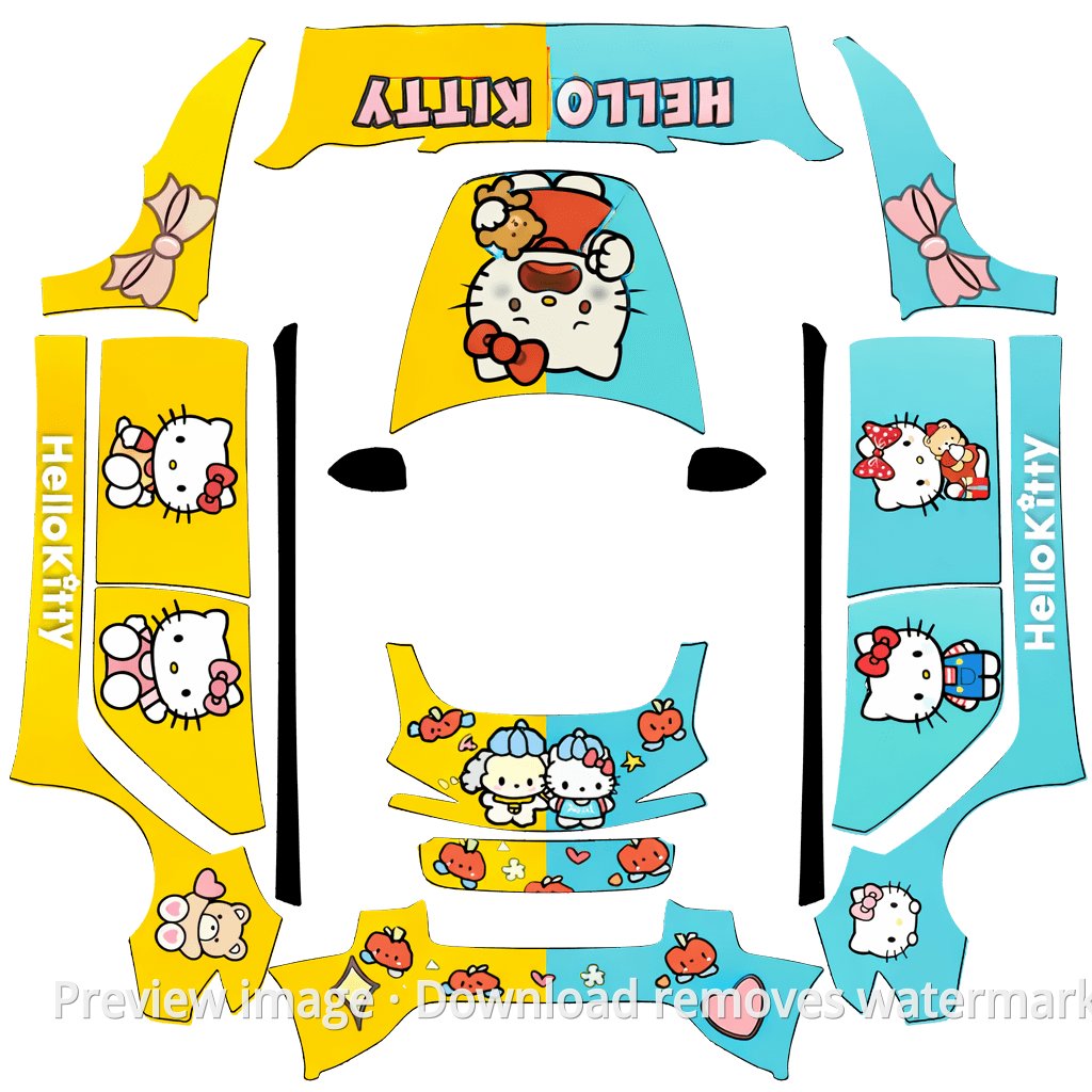 Hello Kitty Yellow and Blue Theme - Model 3 (2024+) Standard & Premium